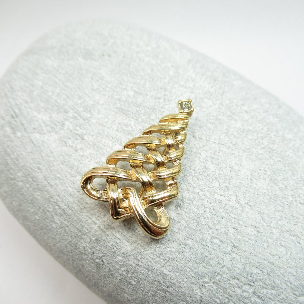 Avon Ribbon tree Brooch - Picture 3 of 10
